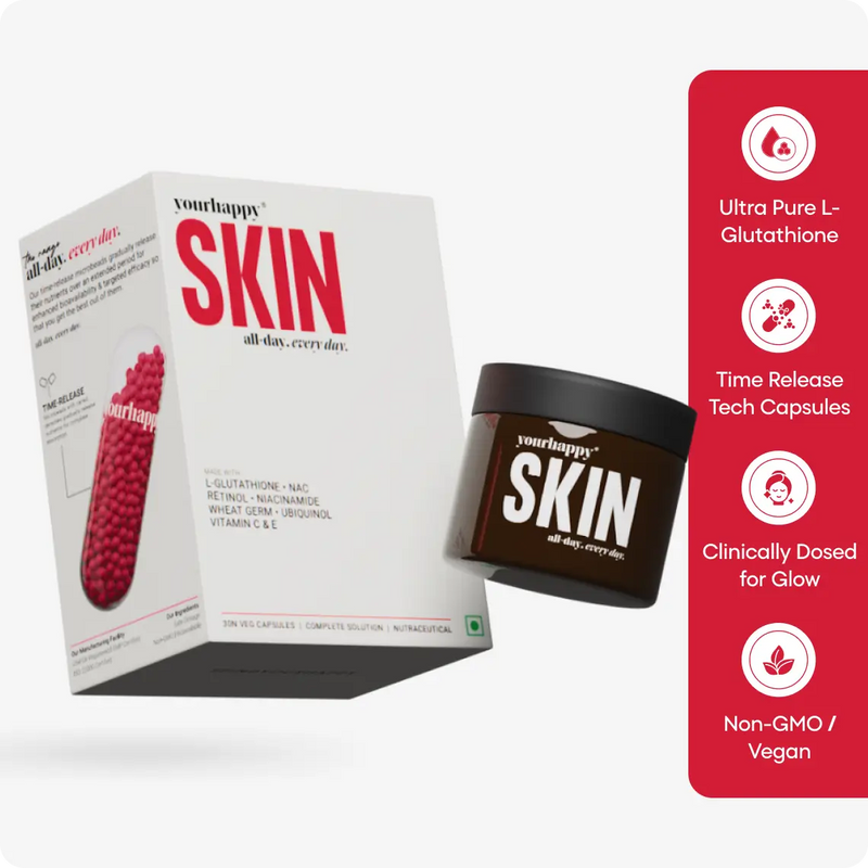 30 capsules YourHappy Skin with L-Glutathione, Niacinamide, Retinol, Vitamins C & E